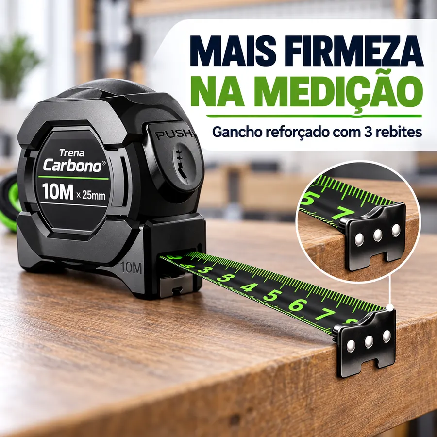 Gancho metálico reforçado da Trena Carbono
