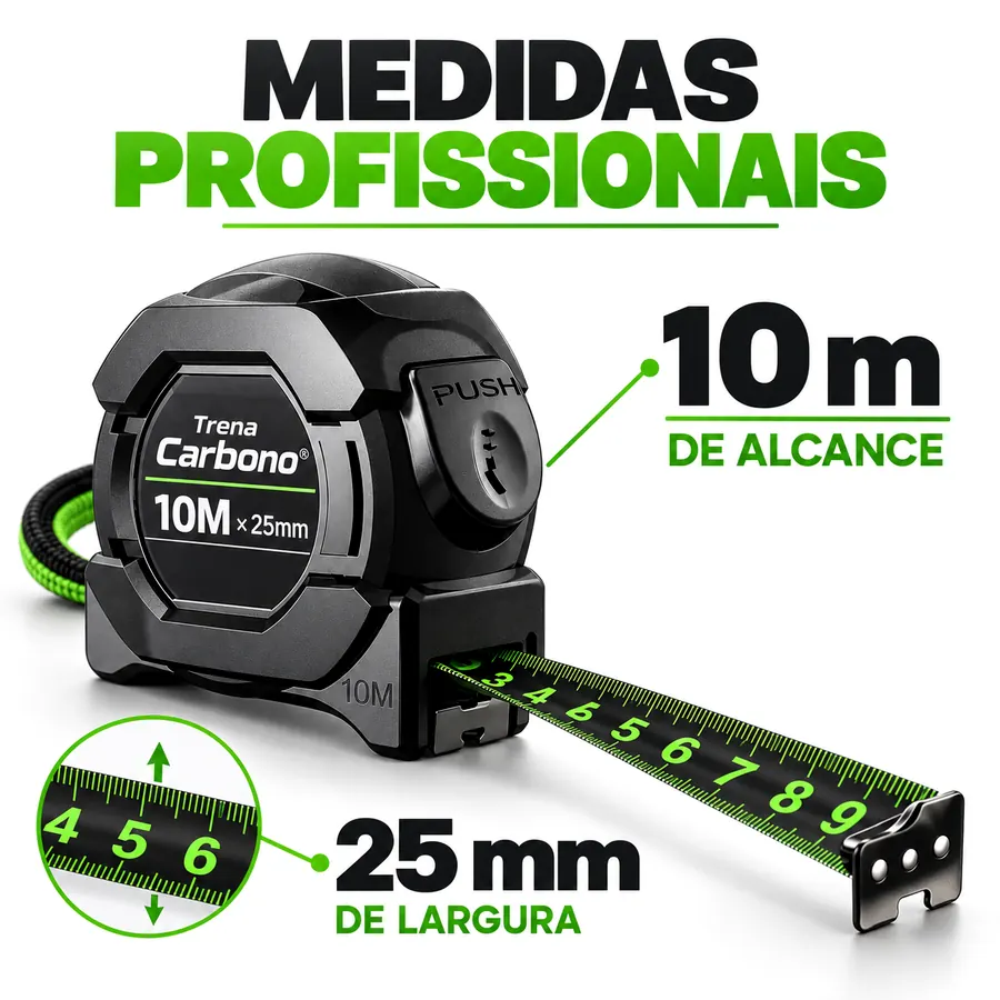 Trena Carbono com 10 metros de alcance e 25 milímetros de largura