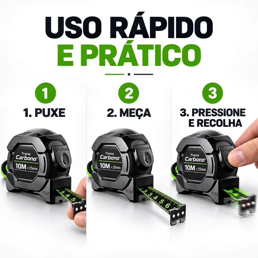 Demonstração do sistema de trava automática da trena